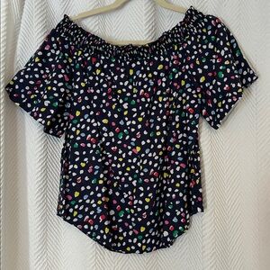 J. Crew Navy Off-Shoulder Blouse